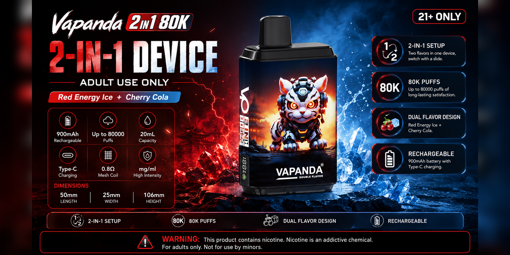 Vapanda 2-in-1 80K Review: A High-Capacity Disposable Vape Designed for Flavor Variety