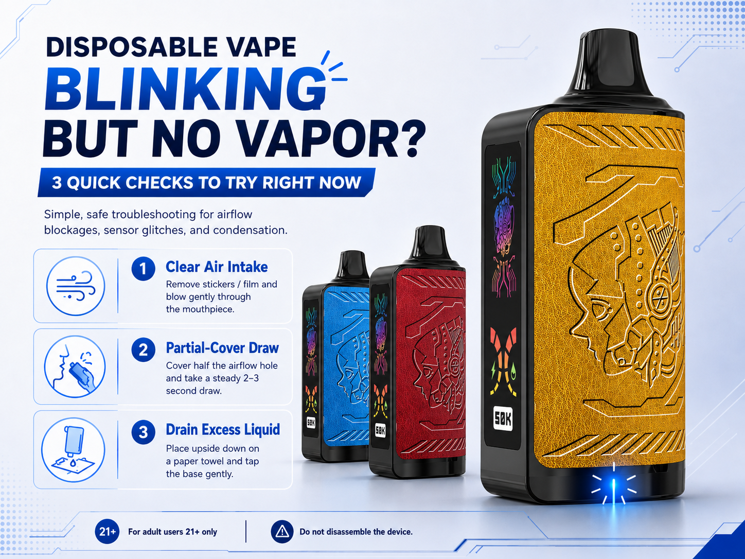 Disposable Vape Blinking But No Vapor? 3 Quick Checks to Try Right Now